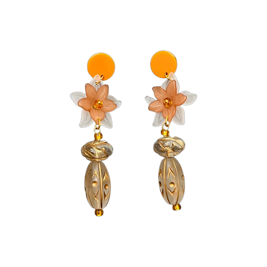 Earring- Floral Drop Dark and Stormy