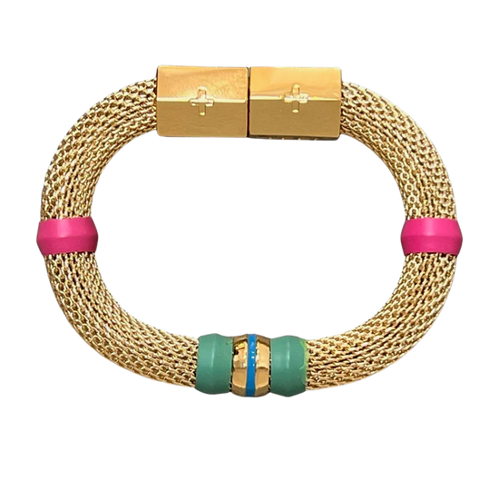 Bracelet- Mesh Color Block Bracelet