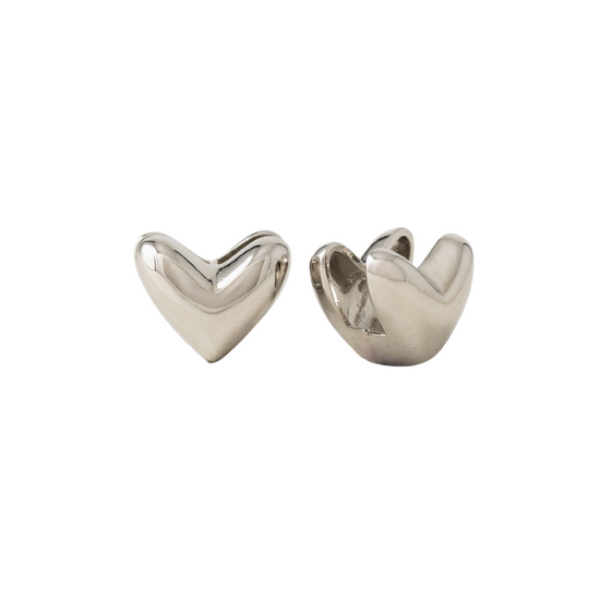 Earrings- Heart Puff Hoops