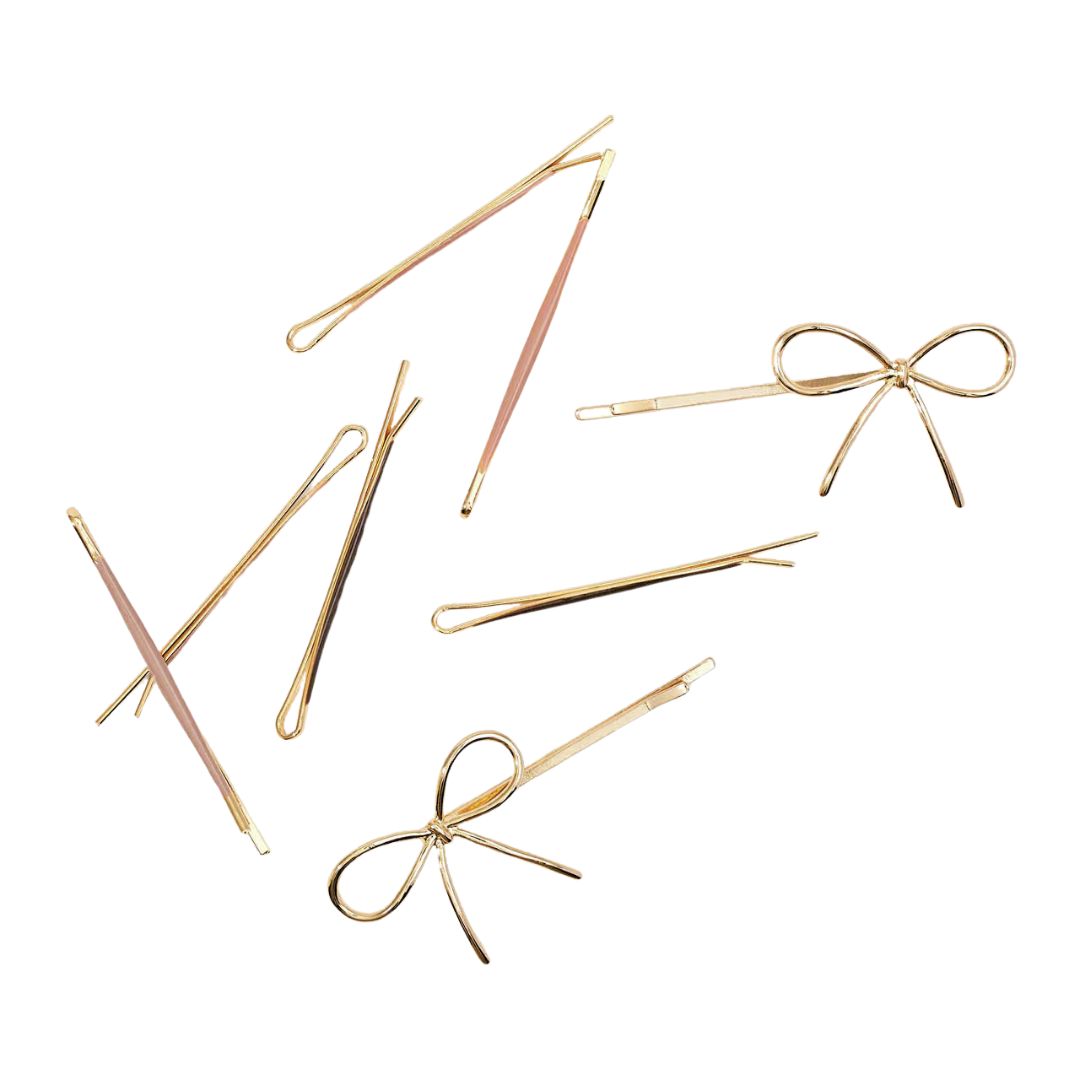 Bobby Pins- Metal Enamel Cloud and Bow (8 Piece)