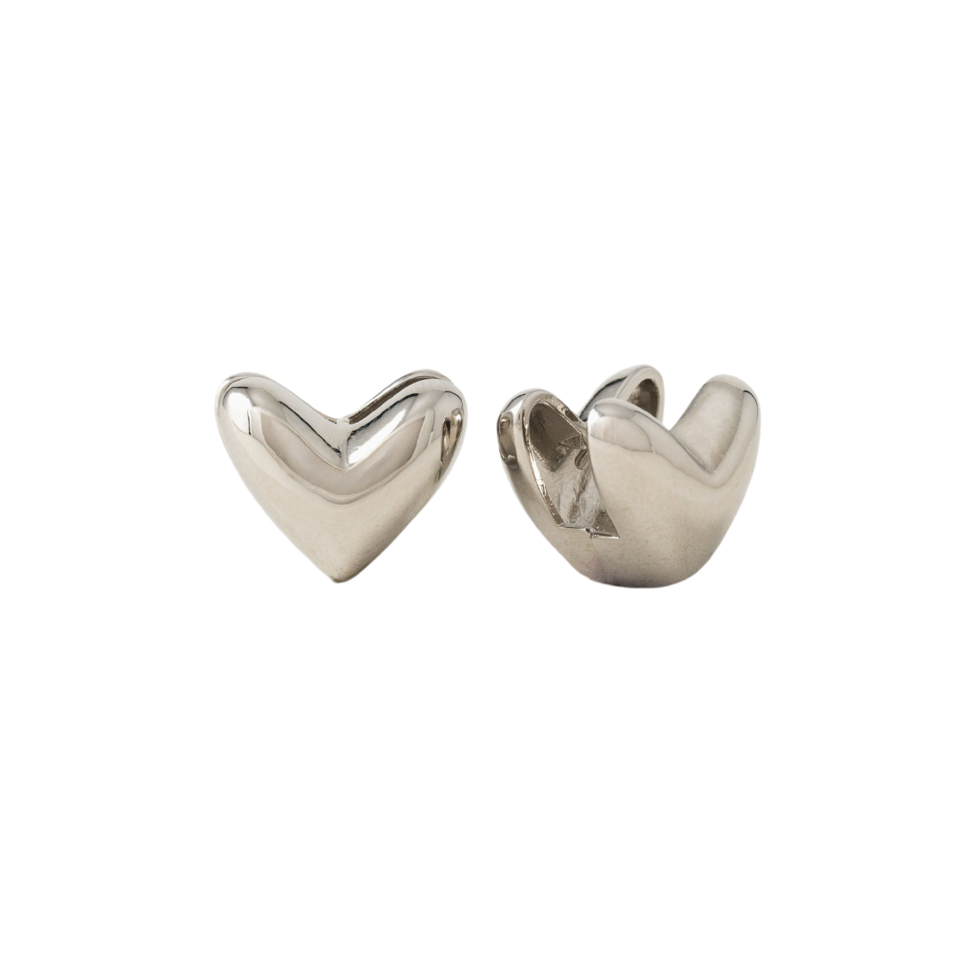 Earrings- Heart Puff Hoops
