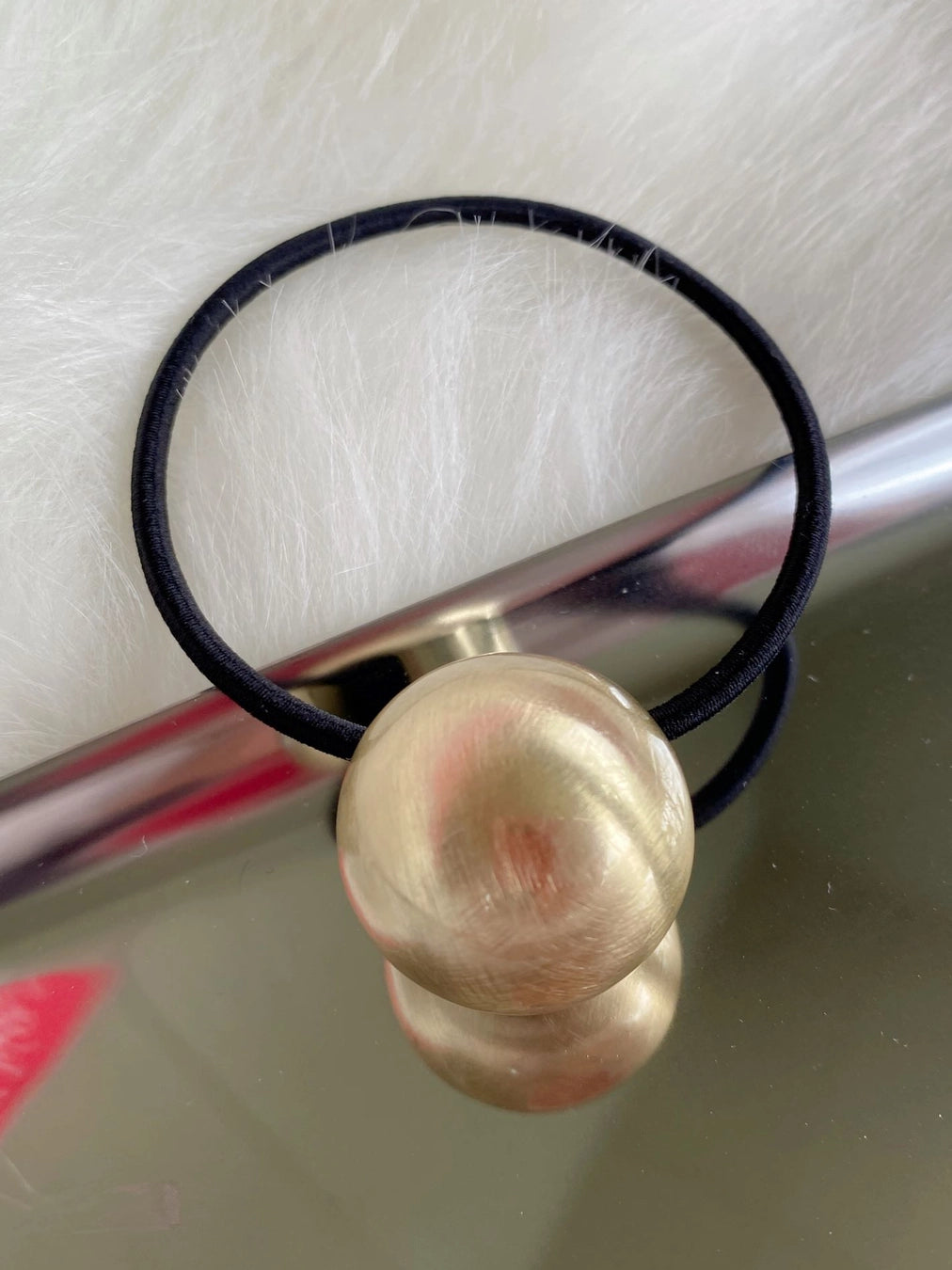 Hair Tie- Gold Ball Elastic