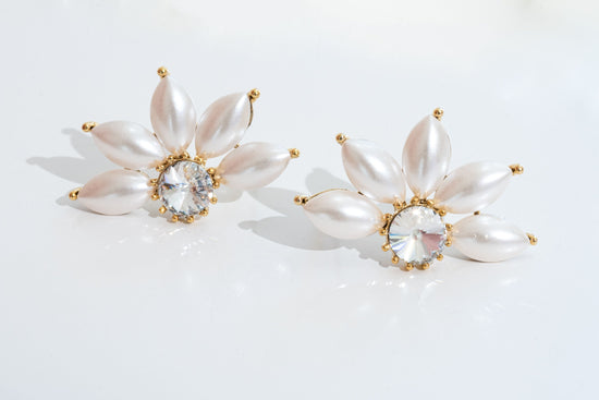 Earrings- Pearl Flower Studs