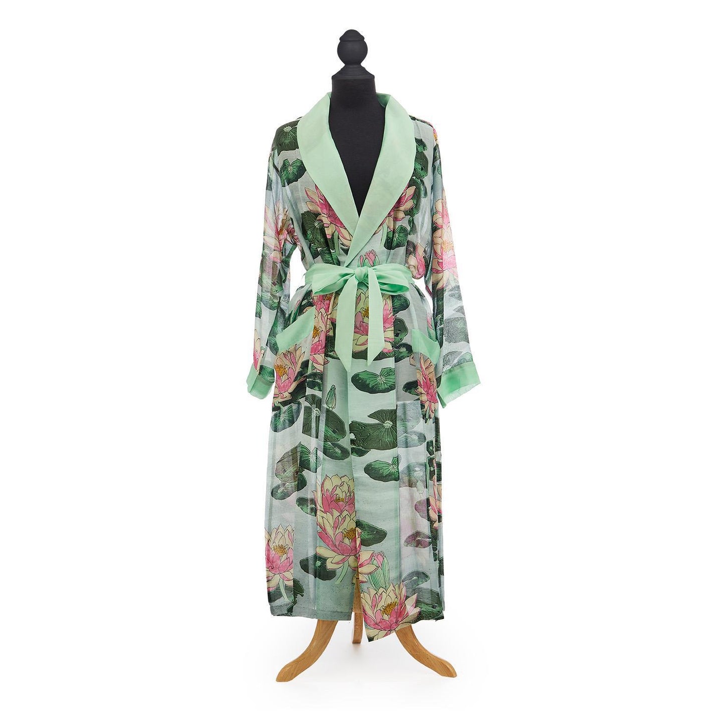 Robe- Water Lily Print Mint Robe Gown