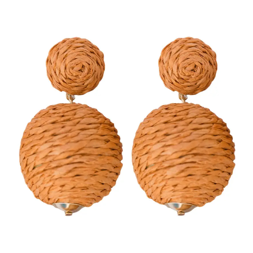 Earrings- Brown Lido Pom Poms