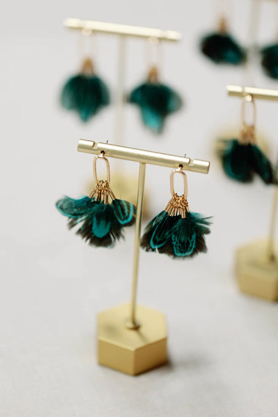 Earrings- Peacock Feather Tassels