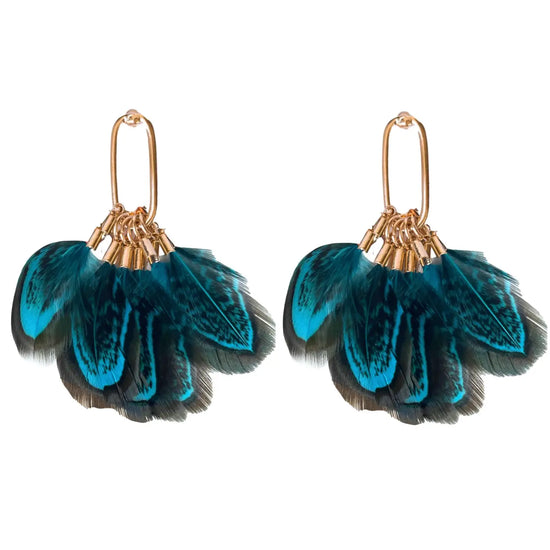Earrings- Peacock Feather Tassels