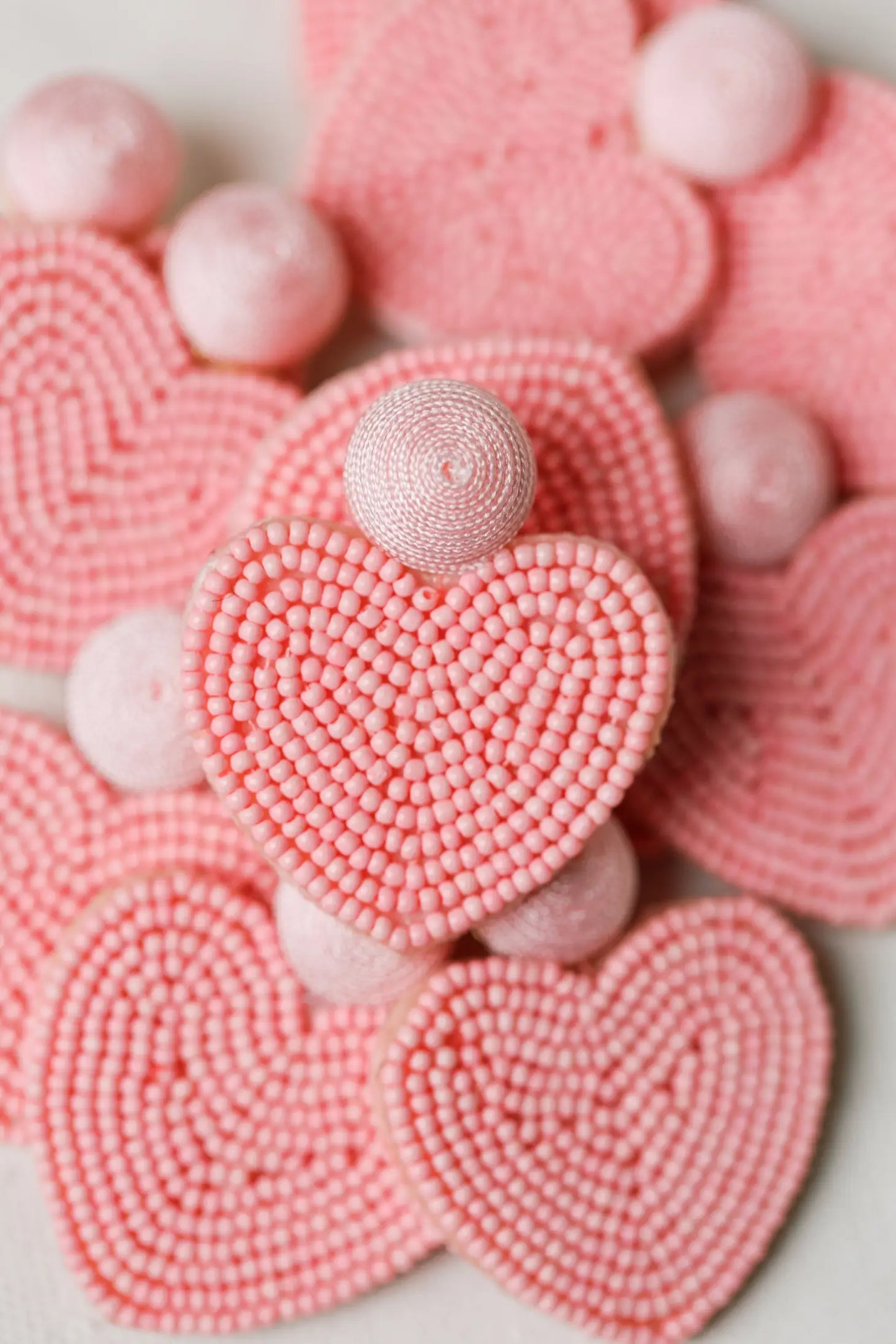 Earrings- Pink Beaded Heart