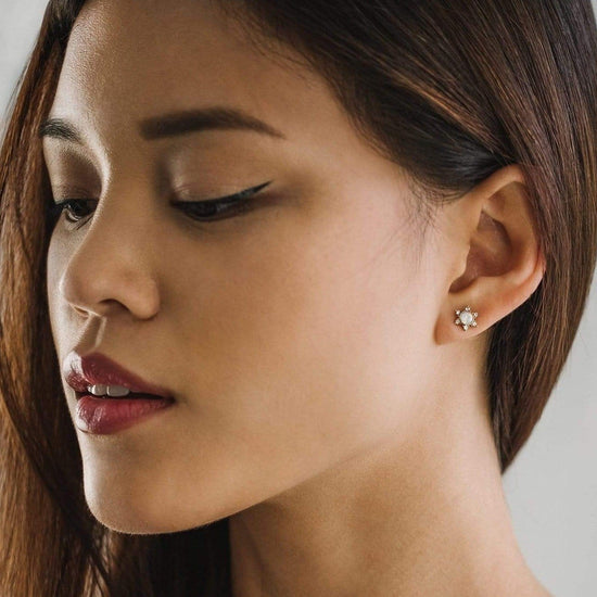 Earrings- Starlit Stud White Opal