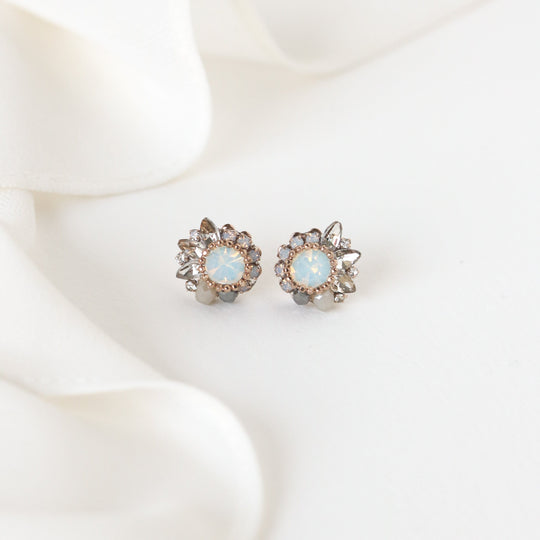 Earrings- Amelia Crystal Post White Opal