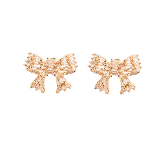 Earrings- Gold Mini Sparkler Bows