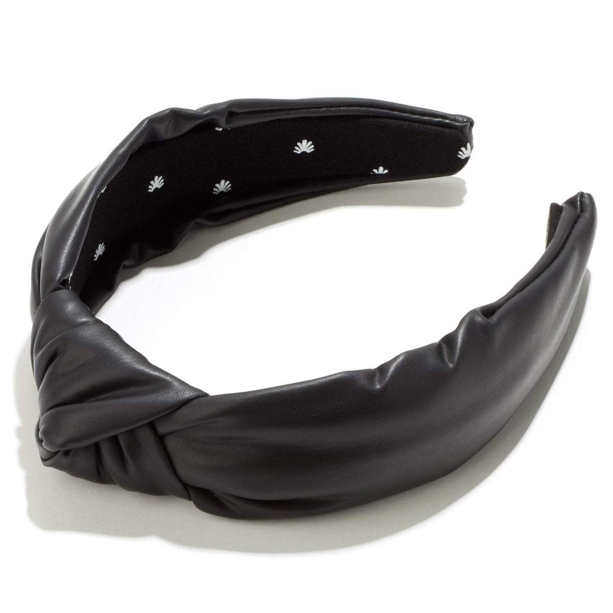 Headband- Faux Leather Knotted -jet black