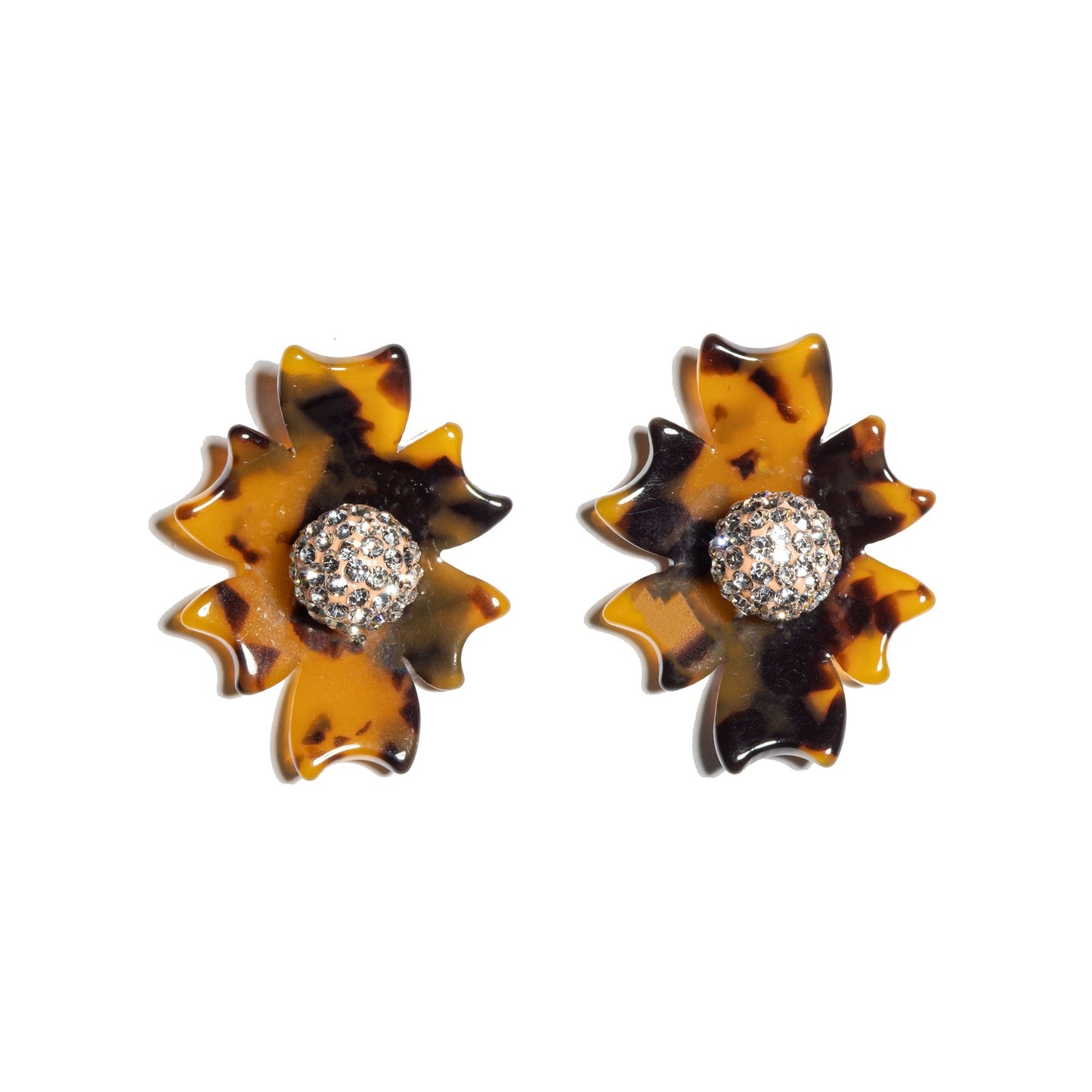 Load image into Gallery viewer, Earrings- Wallflower Button Honey Tortoise
