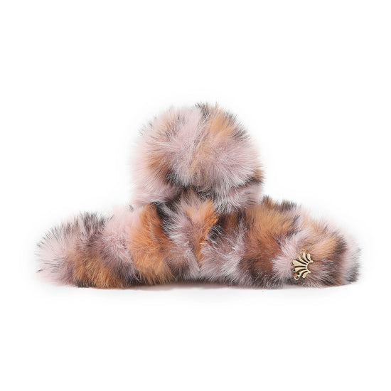 Claw Clip- Blush leopard Faux Fur