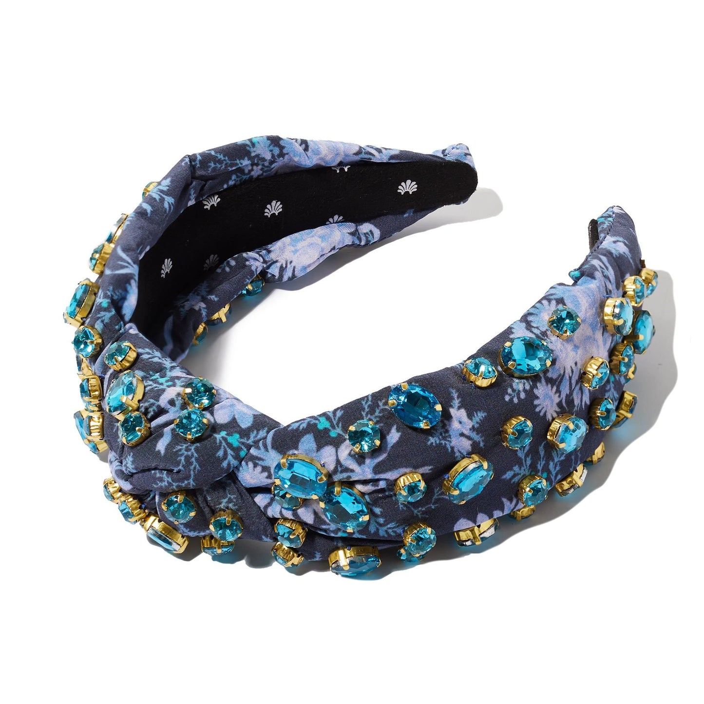Headband- LELE SADOUGHI X LOVESHACKFANCY Blue Noir Oval Crystal Knotted