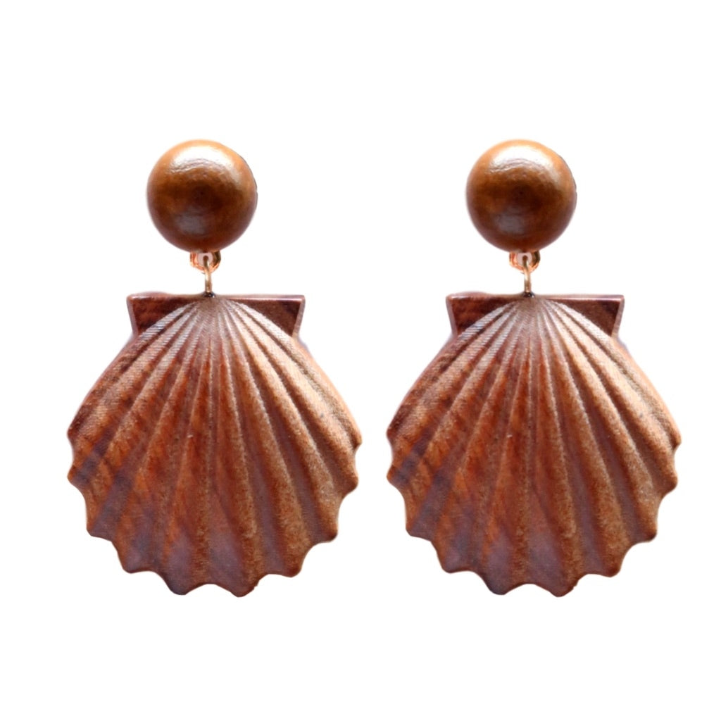 Earrings- Wooden Shell Drops