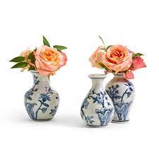 Vase- Japanese Blossom Small Vases/Set of 3 (blue)