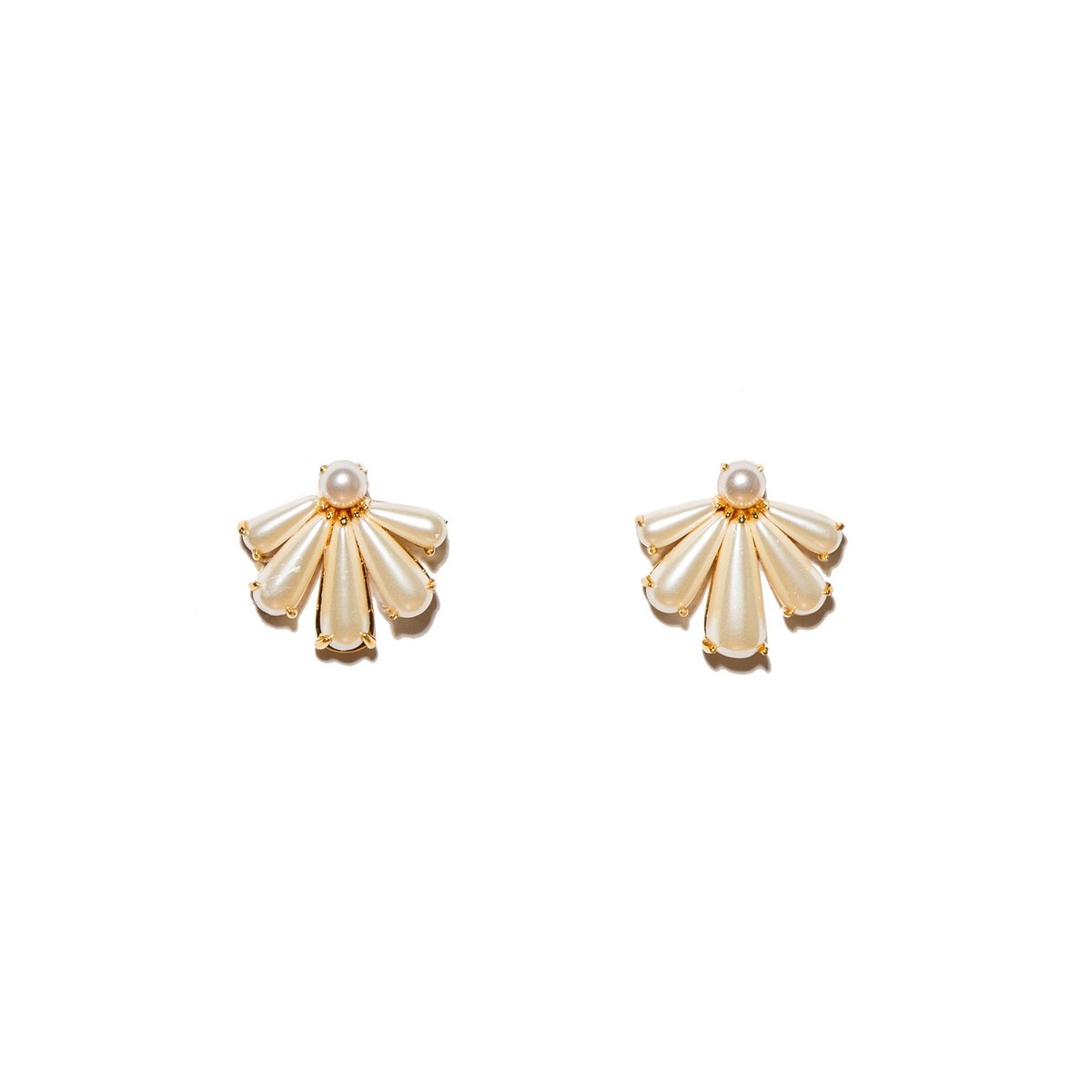Load image into Gallery viewer, Earrings-Scalloped Pearl Stud

